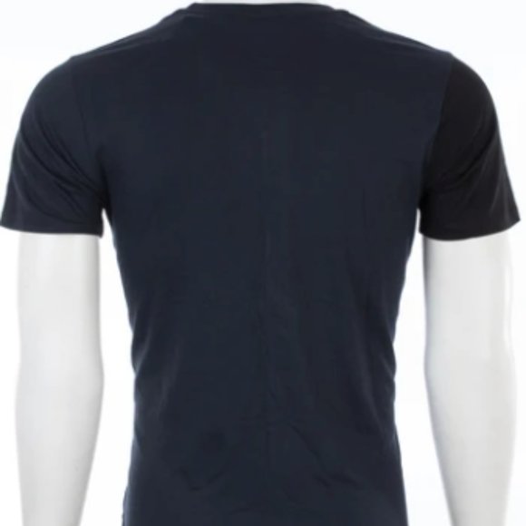 ARMANI EXCHANGE Mens Short Sleeve SPLIT UP crewneck T-Shirt (Black/Navy) - Picture 3 of 3